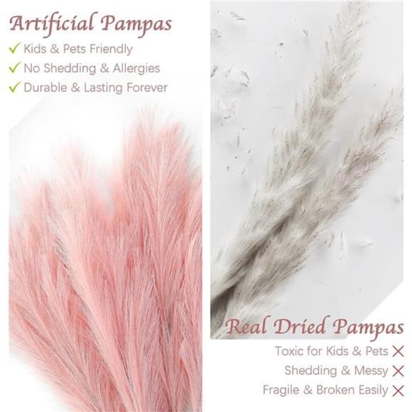 7-Pcs 38"/3.1FT Faux Pampas Grass Large Fluffy Artificial Fake Flower Boho Decor - Picture 3 of 6